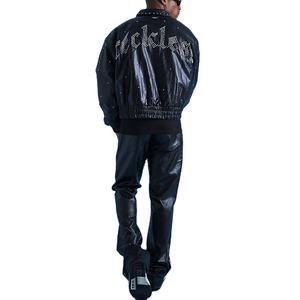 Chaquetas hechas a medida mujeres bombardero chaquetas de cuero con diamantes de imitación señoras de moda al aire libre moto Motocross - Product Image 2