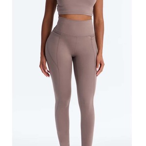 <b>Women</b> Yoga Set <b>Short</b> Sleeve Crew Neck Top High Waist Full Length <b>Leggings</b> Solid Color 2 Piece Workout Outfit - Product Image 2