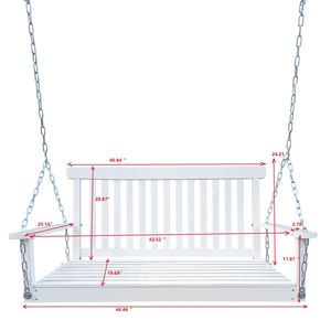 White/Black Teak <b>Wooden</b> <b>Bench</b> <b>Swing</b> with Hanging Chains Easy Assembly for Front Porch Outdoor Patio <b>Garden</b> Yard Backyard Sunroom - Product Image 4