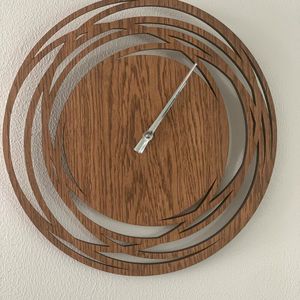 Modern Handmade <b>Wooden</b> Round Single Face Quartz Needle <b>Wall</b> <b>Clock</b> with Antique Style Design for Living Room and Office Decor - Product Image 1