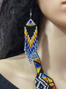 Collier Gerdan ukrainien massif | Ethnique | Tribal | Collier noir et blanc | Unique | Collier et boucles d'oreilles pour femme africaine, idéal pour les fêtes et comme cadeau - Product Image 4