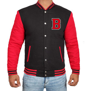 Blouson universitaire personnalisé B2B pour homme, rouge et noir, style Letterman, Bomber de baseball, uniforme d'équipe universitaire, en polaire, vente en gros, fabricant - Product Image 5