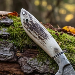 Handmade Damascus Steel Viking Art Bowie <b>Knife</b> Industrial Grade 10IN | Horn Handle Includes Durable Leather Sheath <b>Safe</b> - Product Image 4