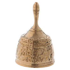 Campana de Mano Tradicional de Latón, Forma Redonda, Campana de Altar Decorativa, Campana de Iglesia, Decoración Navideña, Campana Artesanal de Alta Calidad - Product Image 1