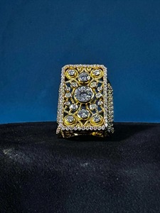 925 Silver Yellow Gold Finish <b>Crystal</b> Statement <b>Ring</b> 925 Silver Hip Hop Jewelry Iced Out Moissanite Lab Grown Diamond <b>Ring</b> - Product Image 5