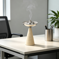 Brûleur d'encens métallique de luxe personnalisé, écologique, finition métallique brossée, couvercle à motif grec, base conique, pour charbon et Bakhoor