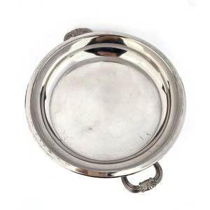 Plat de service vintage plaqué argent, bol à couvercle avec poignées ornées, soupière à pieds avec couvercle, accessoire de vaisselle, buffet à la française - Product Image 3