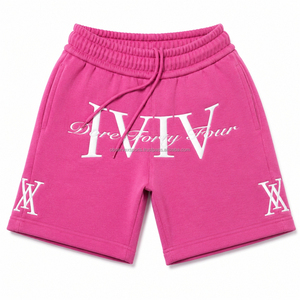 Shorts brodés avec logo personnalisé, en coton French Terry de haute qualité, avec patchs cousus, shorts délavés et usés pour hommes - Product Image 1