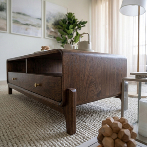 Mesa de Centro de Madera Maciza Nórdica, Mesa Baja Minimalista, Estilo Antiguo, Muebles Hechos a Mano para Sala de Estar - Product Image 6