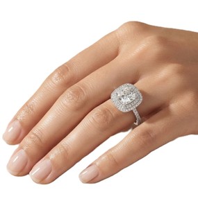 Fine Jewelry Color E Clarity VVS 3CT <b>Cushion</b> And 0.67Ct Round Cut Lab Grown Diamond Halo Engagement Ring 10K 14K 18K Solid Gold - Product Image 5