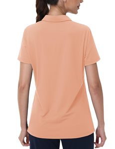 Polo de golf personnalisé pour femme, col en V, manches courtes, séchage rapide, UPF 50+, haut de tennis, OEM en gros - Product Image 2