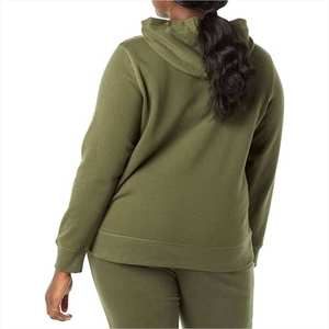 Custom Wholesale Olive <b>Green</b> Pullover Hoodie Casual <b>Fleece</b> Sweatshirt with Kangaroo Pocket and Drawstring Hood for <b>Women</b> - Product Image 2