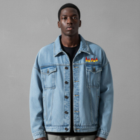 Veste en jean vintage tendance pour homme, idéale pour l'hiver, style décontracté, logo brodé en chenille personnalisé, coupe-vent.
