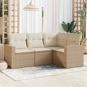 Ensemble de canapés de jardin de taille moyenne en rotin PE beige avec structure en acier thermolaqué, mobilier d'extérieur durable - Product Image 1