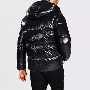 Men's Black Puffer <b>Jacket</b> Winter Down Coat <b>Zip</b> <b>Up</b> Hooded Quilted Outerwear Custom Logo Casual Wear - Product Image 2
