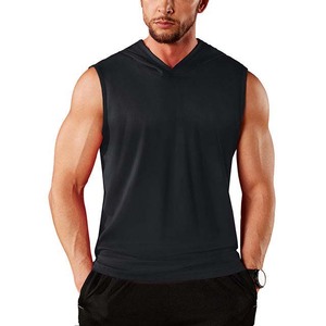 Camiseta sin mangas con capucha para hombre, de color sólido, de secado rápido, de poliéster tejido, informal, para verano, con logo estampado en la parte delantera, corte regular. - Product Image 5