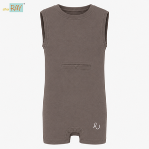 Mocha Taupe Sleeveless Bodysuit | Special Kids Sensory Clothing Inclusive Wear Tube Access Cotton Stretch Breathable Zipper - Product Image 1