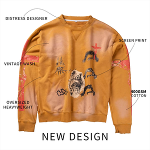 Sudaderas Personalizadas Vintage con Efecto Desgastado por el Sol, Estampadas, para Niños y Niñas, Primavera, 400 GSM, Algodón Grueso, Felpa Francesa - Product Image 3