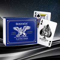Cartes à Jouer en Plastique Double Deck BOSSWIN Finition Mate Index Standard 54 Cartes Taille Bridge 58x88mm Revêtement Unique Plastique Famille