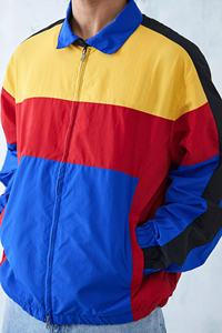 Veste décontractée à fermeture éclair coupe-vent avec logo sur le devant, motif uni avec broderie, veste d'été unie teinte en fil continu coupe-vent - Product Image 4