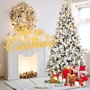 Albero di Natale Artificiale Premium 2,4m con 470 Luci Bianche Calde, Rami Misti 1793PE/PVC, Pieghevole a Cerniera, Decorazioni Natalizie - Product Image 1