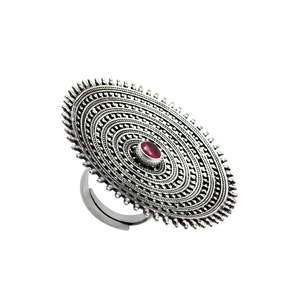 <b>Adjustable</b> Antique <b>Silver</b> <b>Ring</b> With Natural Round Shape Ruby Gemstone Made of 925 Sterling <b>Silver</b> Fresh Bohemian Jewelry - Product Image 1