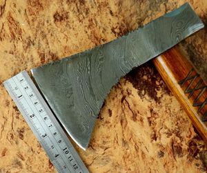 Hache artisanale en acier Damas, manche en bois de rose, manche intégral, 19 pouces, hache de survie, hache en cuir, hache forgée, hache artisanale - Product Image 2