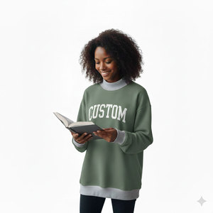 Sweat-shirt personnalisable pour femme à col montant, manches régulières, hiver, décontracté, mélange polyester/coton, séchage rapide, respirant - Product Image 1