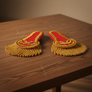 Epaulette Marching Band Hombreras con Flecos en Seda Rojo Respaldo con gancho para colgar el Hombro - Product Image 3