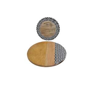 Elegante bandeja de servir y almacenamiento con incrustaciones de madera y hueso para bombones, plato de servir redondo de lujo, decoración de mesa para el hogar y restaurantes. - Product Image 1