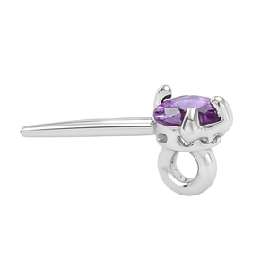 Pendiente de Nariz con Amatista Redonda en Plata de Ley 925, Estilo Indio, para Mujeres y Niñas - Product Image 3