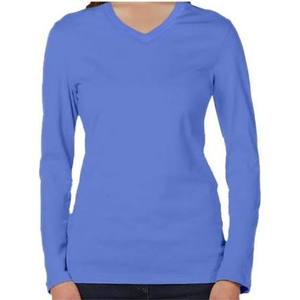 Classic Soft Fabric Everyday Shirt Premium Lightweight Daily <b>Top</b> Ladies Fashionable Basic Cotton Tshirt V Neck <b>Long</b> <b>Sleeve</b> - Product Image 4