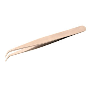 Pinzas de Precisión para Pestañas de Acero Inoxidable de 10 mm con Punta Curva de 90 Grados y Dientes Serrados, Herramientas Profesionales de Maquillaje para Extensión de Pestañas - Product Image 1