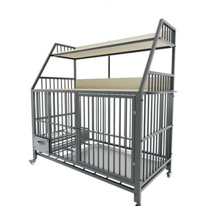 Grande Gabbia per Animali Domestici a Doppio Strato con Cassetti in Acciaio Inox per Cibo e Acqua, Rastrelliera in Ferro e Scaffale Portaoggetti per Famiglie con Più Animali - Product Image 1