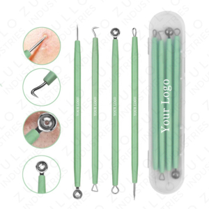 Professional 4 Piece Set In Different Colours Stainless Steel Acne Extractor Kit with Custom Label Blackhead Remover - Product Image 5