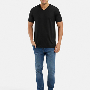 Nouveau T-shirt décontracté pour homme 100 % coton à col rond et manches courtes, anti-plis et respirant, imprimé uni, nouveau design respirant - Product Image 4