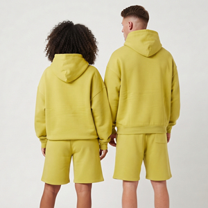 Ensemble unisexe surdimensionné : sweat à capuche et short imprimé lettres, survêtement d'hiver avec poche kangourou, short de survêtement deux pièces - Product Image 2