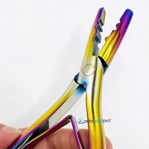 Pince courbée multifonctionnelle en acier chirurgical durable de haute qualité, plaquée or, pour extensions de cheveux, étui en cuir ZETOMED PRO - Product Image 5