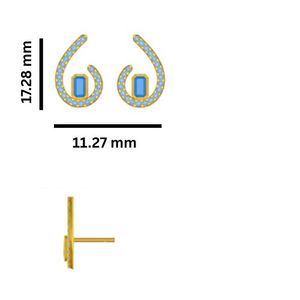 SARVOTTAM 9KT Gold Luxury Natural Octagon Blue Sapphire & Diamonds Bezel & Micro Pave Setting Fine Jewelry <b>Stud</b> Earrings - Product Image 6