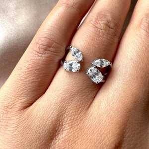 Bague ouverte unisexe en argent 925 avec moissanite taille marquise et ovale, bijoux fins pour fiançailles, fête, cadeau, charmes - Product Image 6