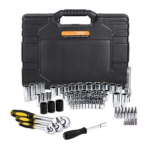 Set di Attrezzi Meccanici da 121 Pezzi, Chiavi a Bussola SAE e Metriche, Attacchi da 1/4\", 3/8\", 1/2\", Punte e Chiavi con Impugnatura a Cricchetto, Kit di Utensili Manuali - Product Image 2