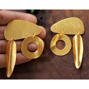 <b>Gold</b> Plated Brass Spike Hoop <b>Earrings</b> Bohemia Style Women's Fashion <b>Dangle</b> <b>Earrings</b> - Product Image 5