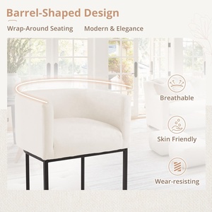 Tabourets <span class=keywords><strong>de</strong></span> <span class=keywords><strong>bar</strong></span> <span class=keywords><strong>de</strong></span> hauteur comptoir <span class=keywords><strong>de</strong></span> 27 pouces, design <span class=keywords><strong>moderne</strong></span> en forme <span class=keywords><strong>de</strong></span> tonneau, dossier avec accoudoirs, cadres en métal <span class=keywords><strong>noir</strong></span>, revêtement en tissu <span class=keywords><strong>de</strong></span> lin - Product Image 6