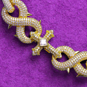Hiphop 22k Gold Plated Chain Link <b>Bracelet</b> With Cross Design Zircon Stones Channel Setting Unisex Everyday Wear - Product Image 3