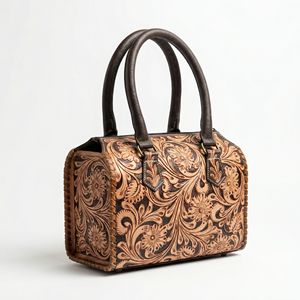 Sac de voyage sport de luxe 100 % cuir véritable, mini sac de sport Speedy, sac de week-end de haute qualité, vintage, orné de motifs floraux, portable - Product Image 1