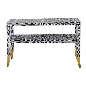 Table console en bois massif de style vintage, écologique, faite à la main, avec incrustations en os, meubles modernes pour salon, provenant du Rajasthan - Product Image 4