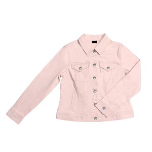 เสื้อแจ็คเก็ตยีนส์สีชมพูอ่อนสำหรับผู้หญิง แขนยาว สีพื้น ปิดด้วยกระดุม สวมใส่สบายๆ สำหรับฤดูใบไม้ผลิ - Product Image 2