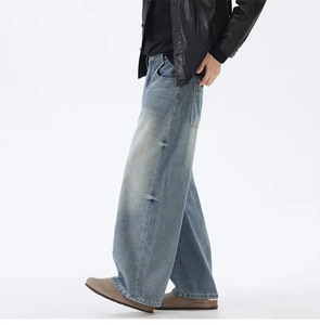 Jean en denim brut italien de haute qualité, coupe droite, jambe large, style vintage, personnalisé, en coton épais, pour homme - Product Image 3
