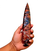 Pointe de flèche en obsidienne acajou, cristal naturel et pierre de guérison, pointe de flèche en silex (8 pouces)