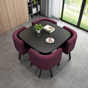 Table à manger rectangulaire en bois écologique de luxe moderne noire 4 places pour la maison, l'appartement, l'hôtel, le restaurant, contemporaine - Product Image 4